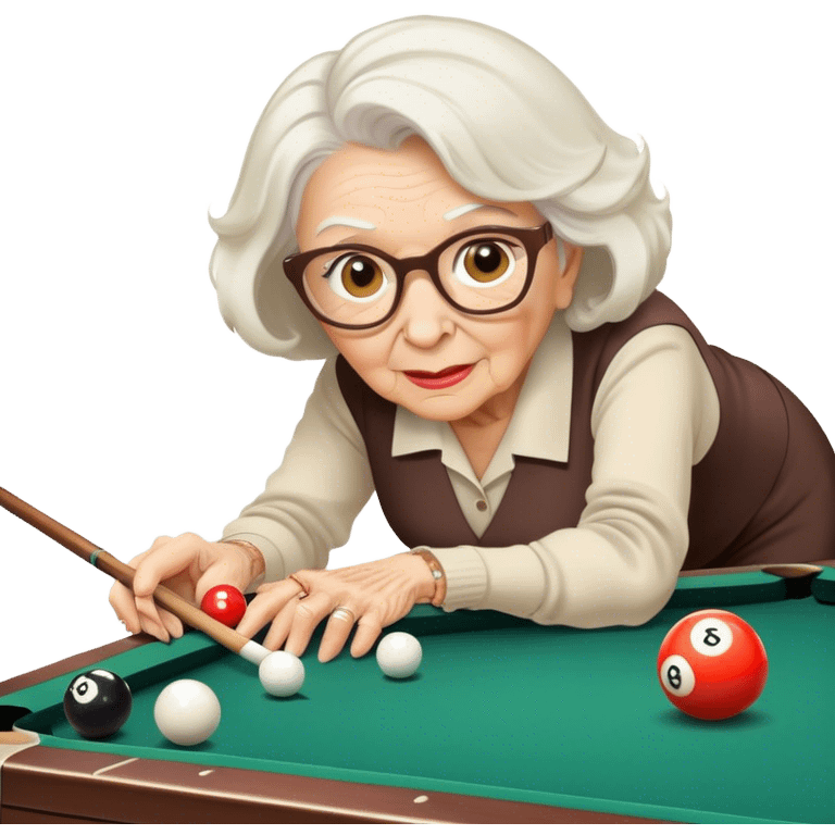 Old lady photographing billiards emoji