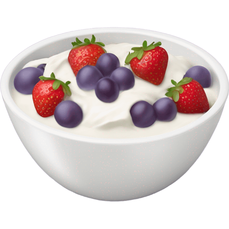 fruit yogurt bowl with strawberries and grapes emoji