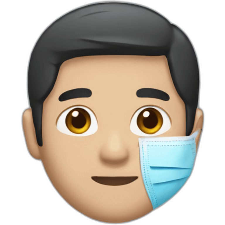 Asian Man with Black Hair, N95 Mask, and Blue Oxford Shirt emoji