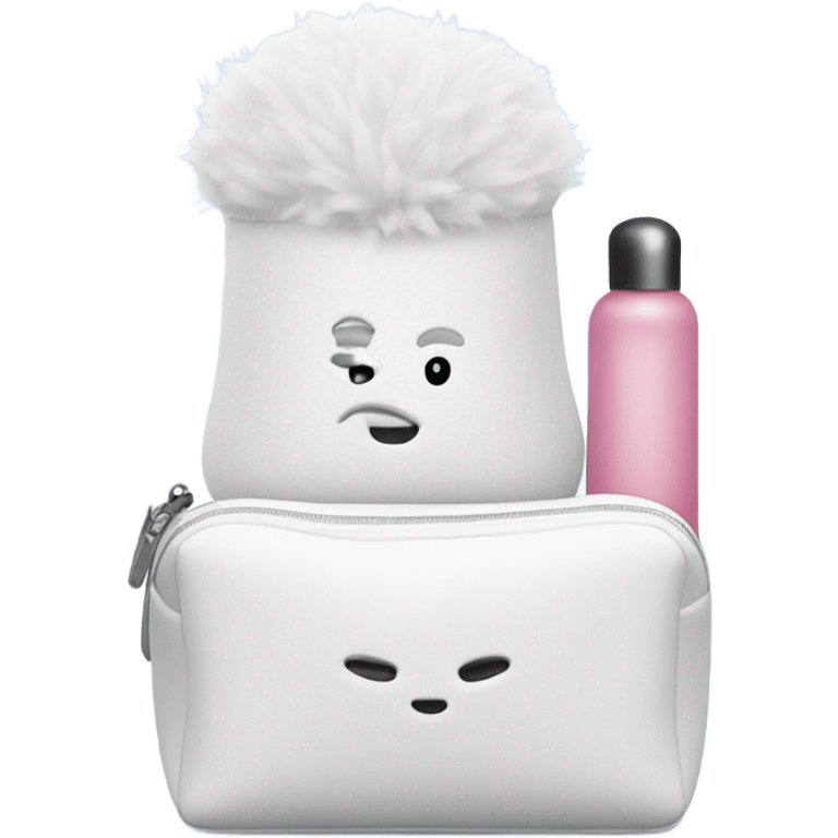 white massager with fluffy cosmetic bag emoji