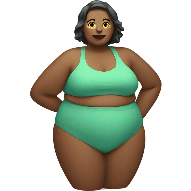 fat woman on beach emoji