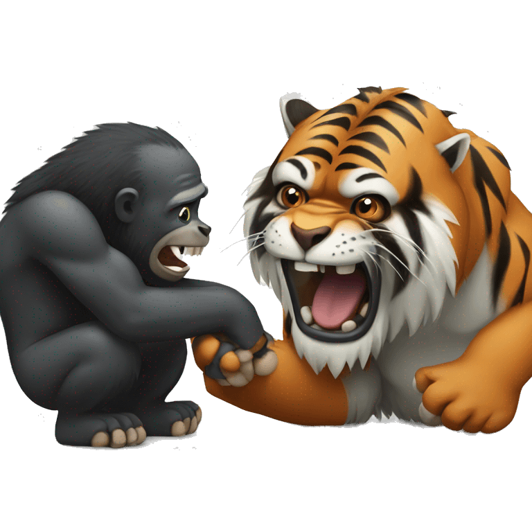 Tiger playing with gorilla emoji