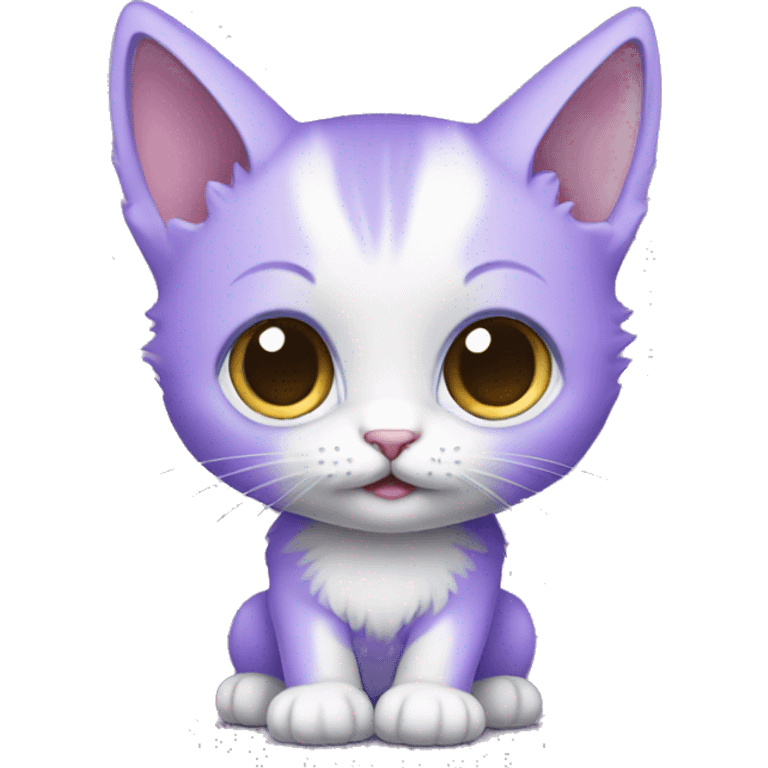 Purple kitten blue eyes full body emoji