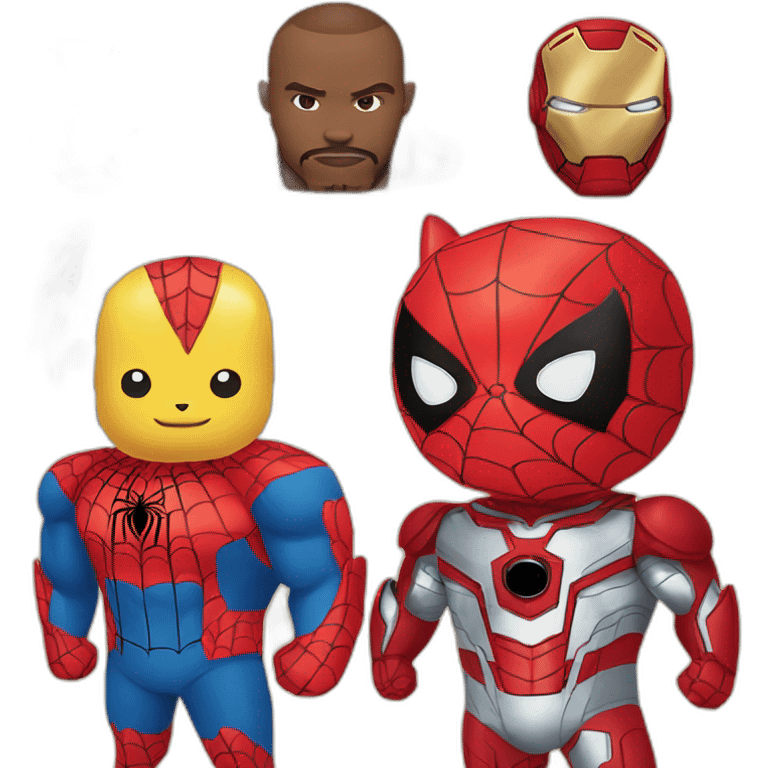 Spider man and iron man and pikachu emoji