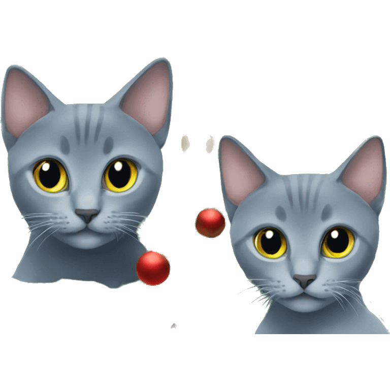 Two Russian Blue cats christmas tree emoji