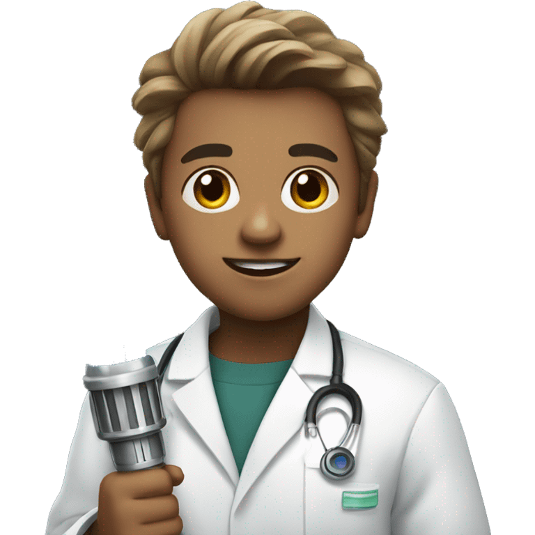 young doctor with a lightsaber emoji