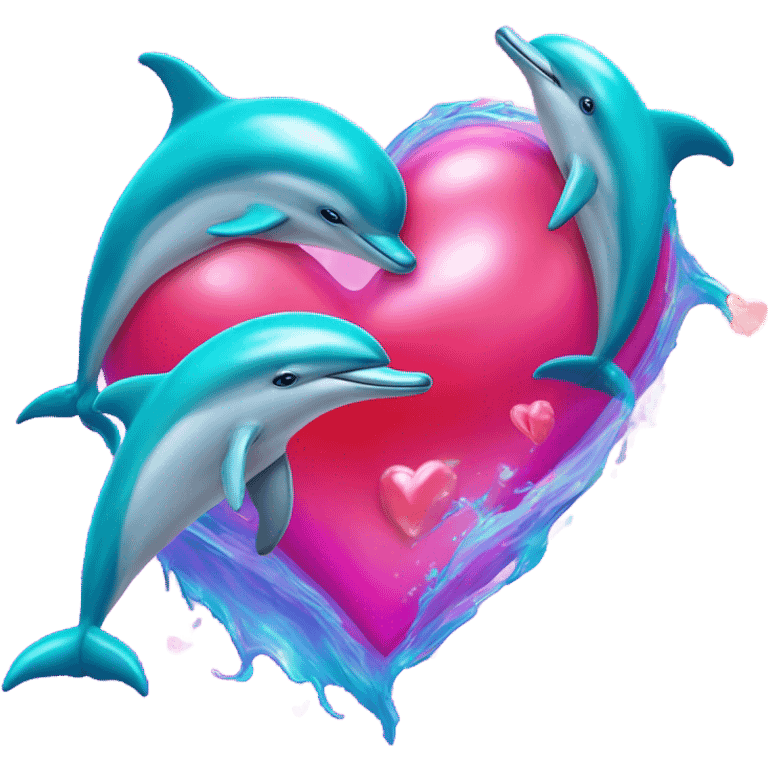 Lisa frank dolphins and a heart emoji