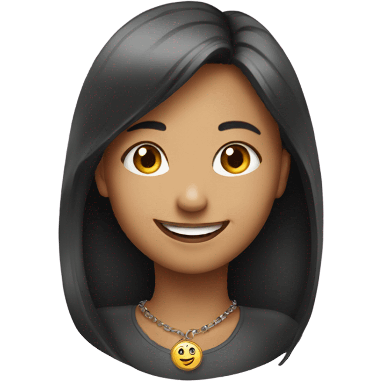 smiling girl with locket emoji