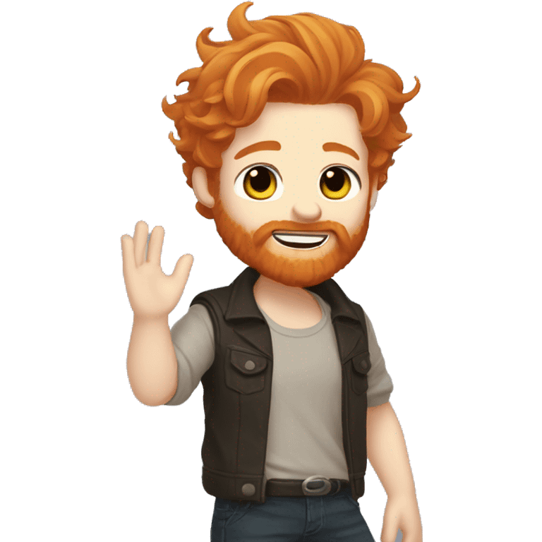 little ginger scruffy hair bearded man chibi style waving, destiny 2 fashion emoji