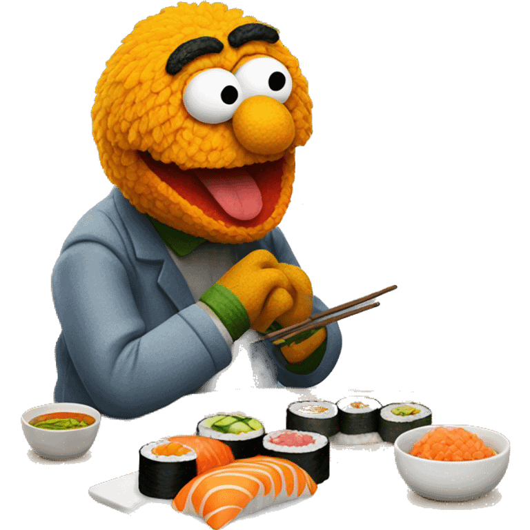 bert the muppet eating sushi emoji