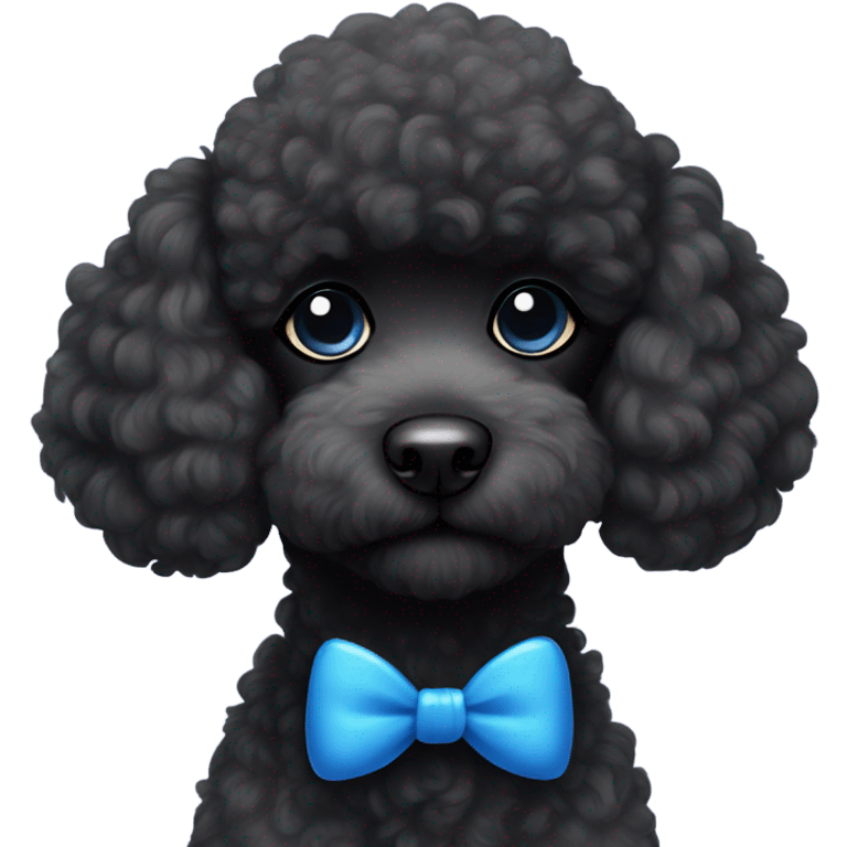 black poodle fluffy dog with blue bow  emoji