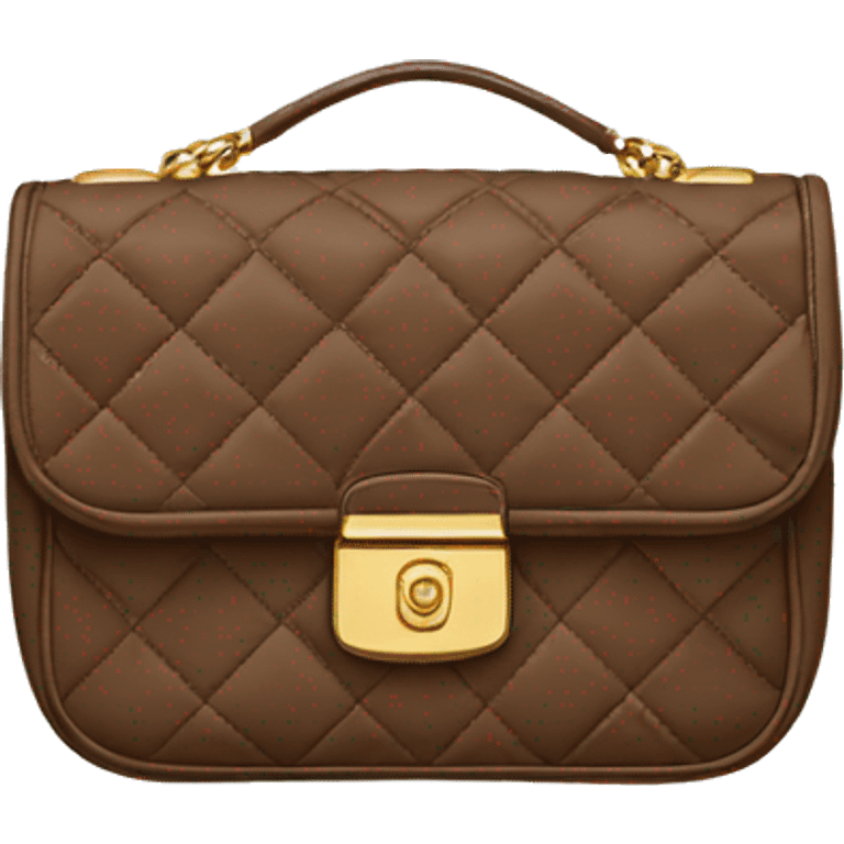 quilted brown coach bag with gold hardware emoji