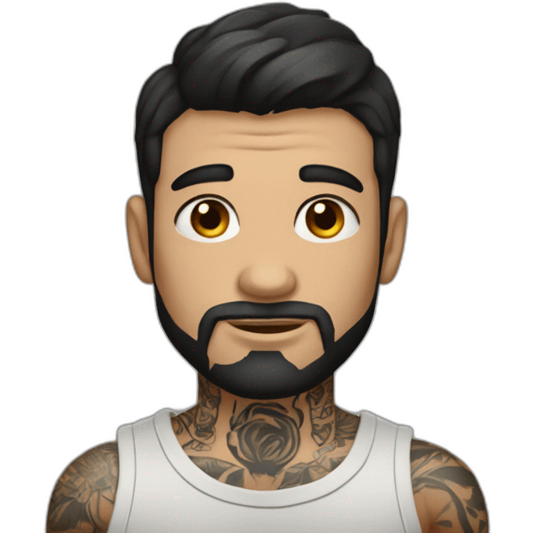 Short-haired dark-haired man with tattoos on his arms, includes the word "KAIZER" emoji