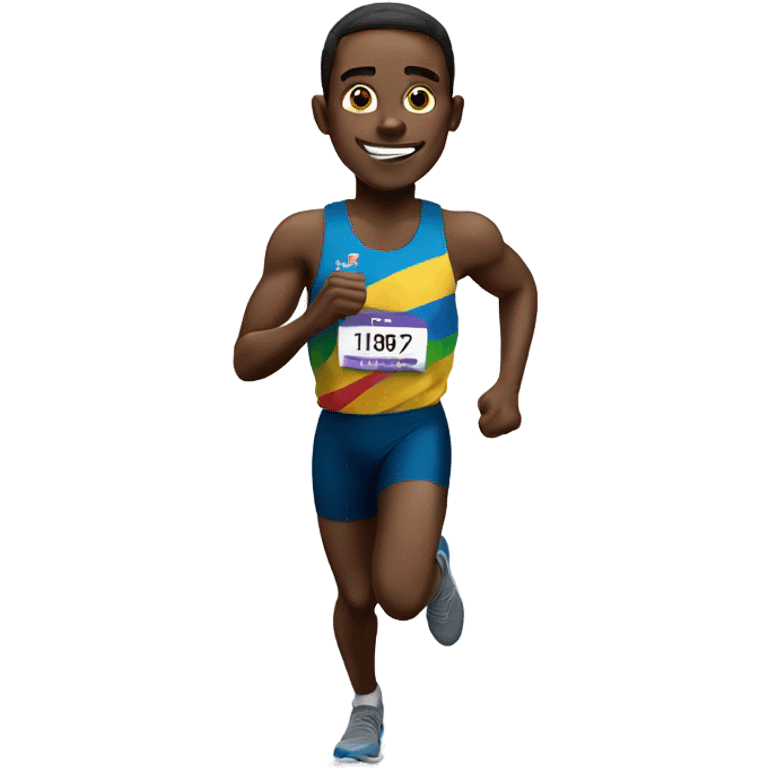 black man runner with first place medal emoji