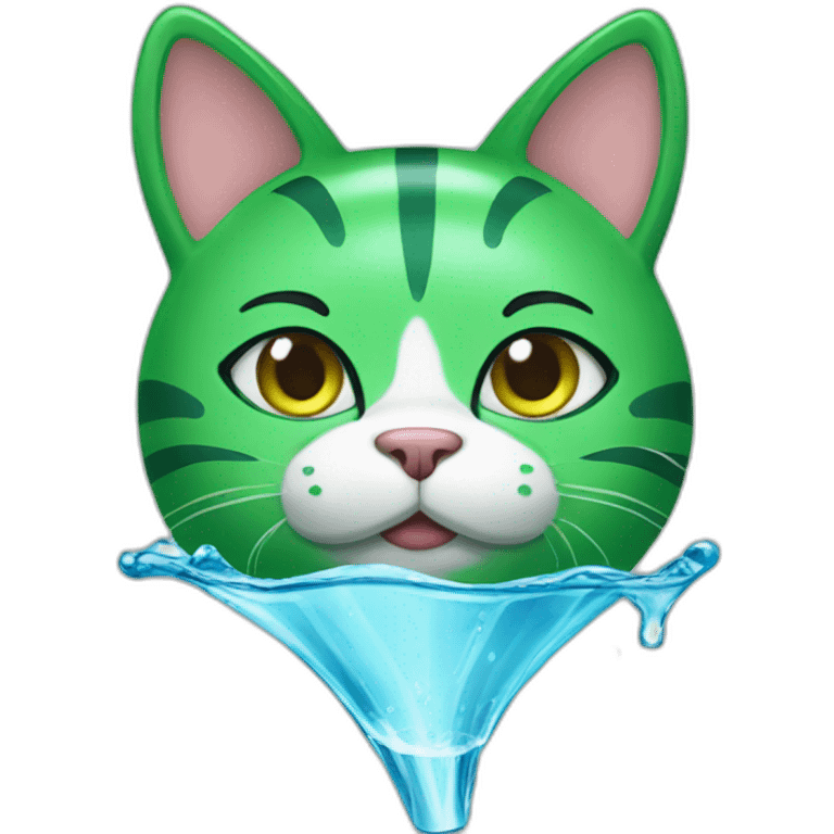 Green cat drink water  emoji