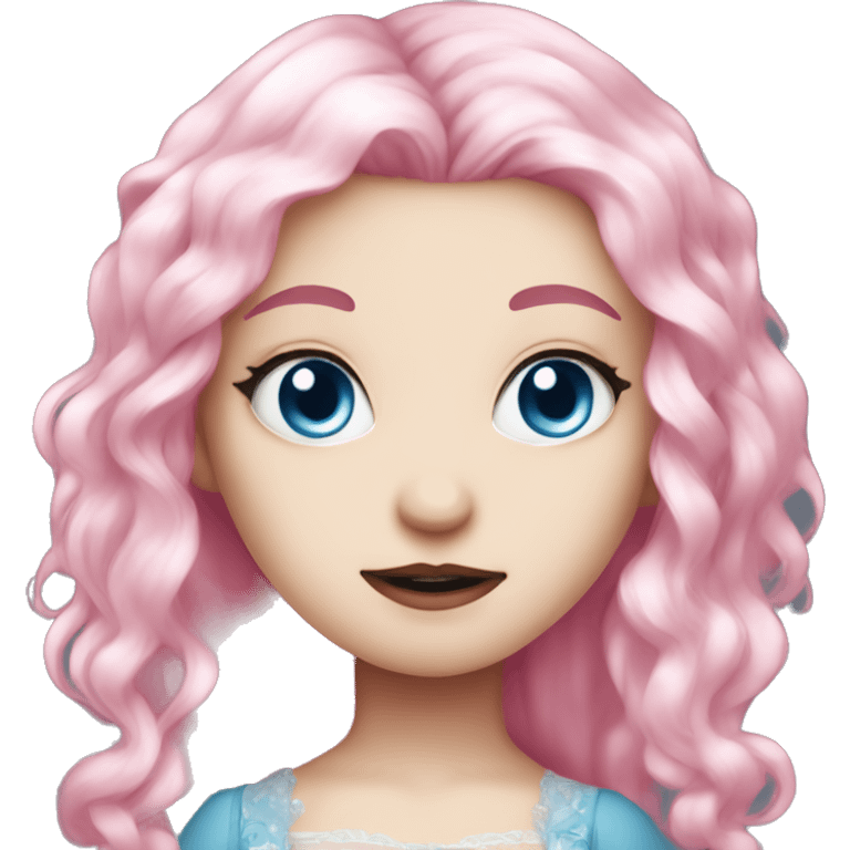 Cute pink pale vampire princess blue eyes pink hair emoji