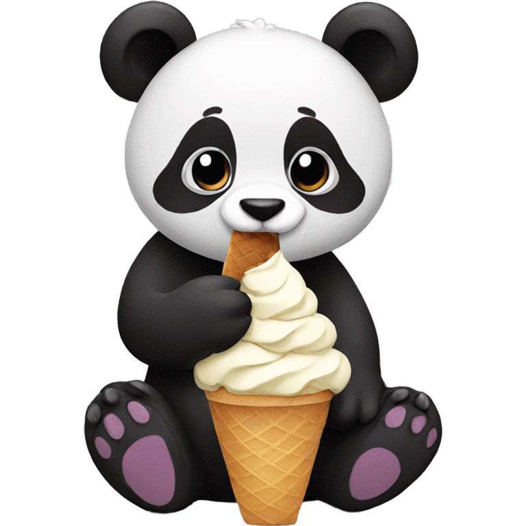 Panda eating ice cream emoji