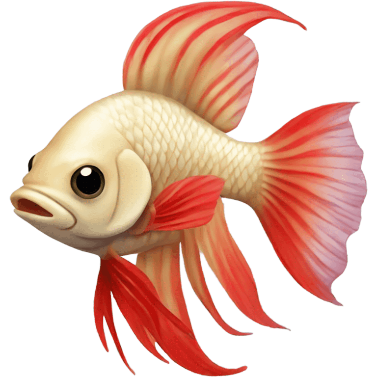 Beige betta fish with red short fins  emoji