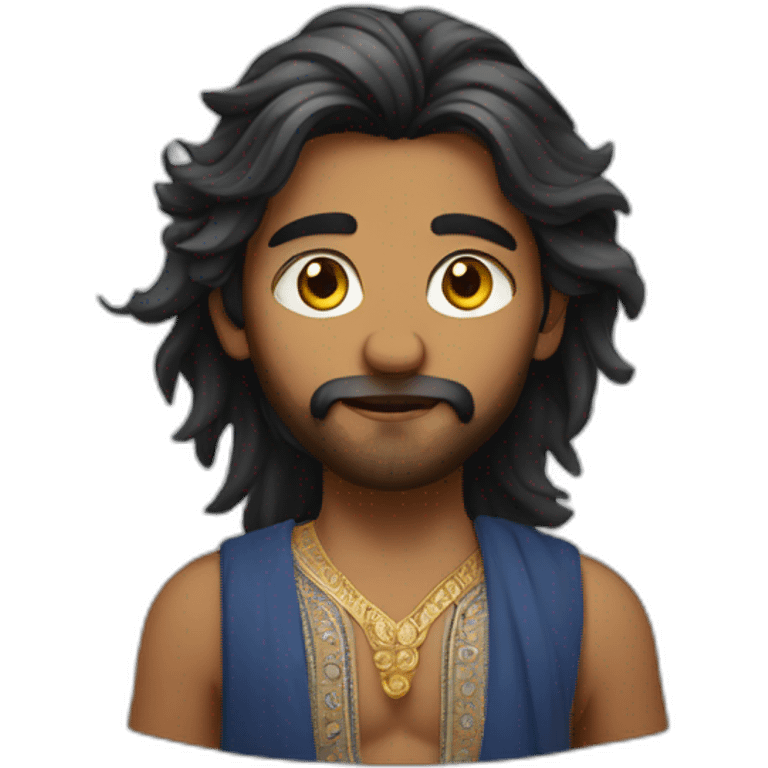 Indian lightly Bearded boy with long majestic hair emoji