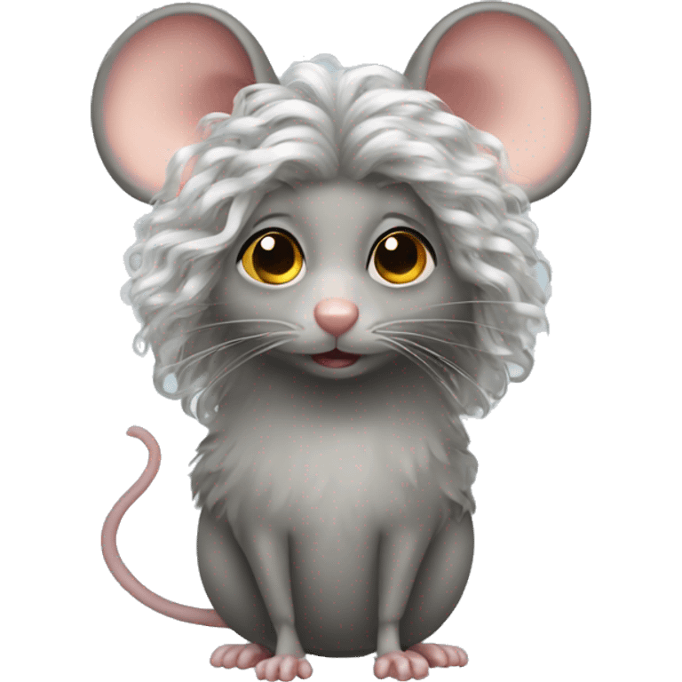 mouse with curly wig emoji