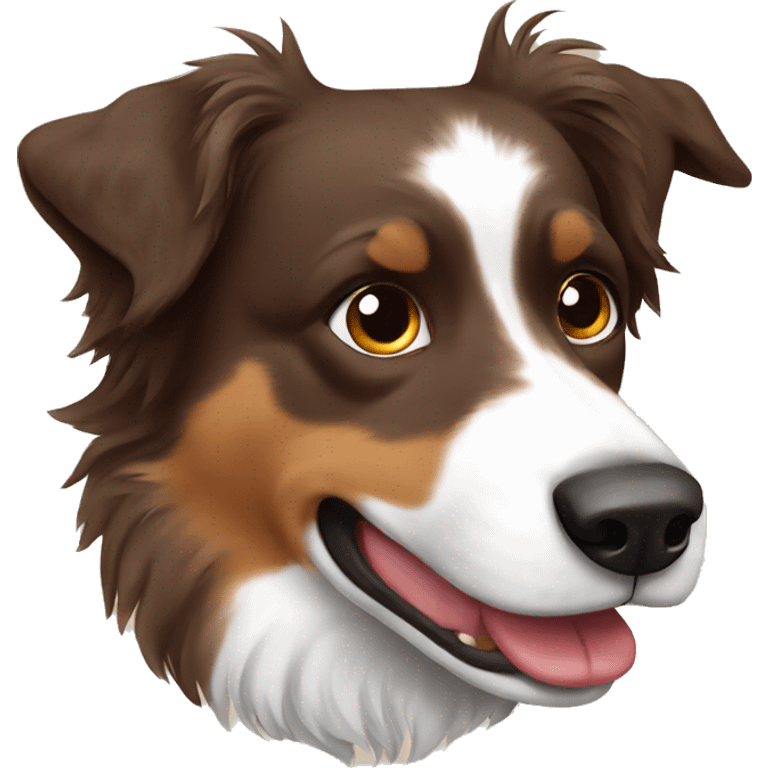 Brown Australian Shepherd eating emoji