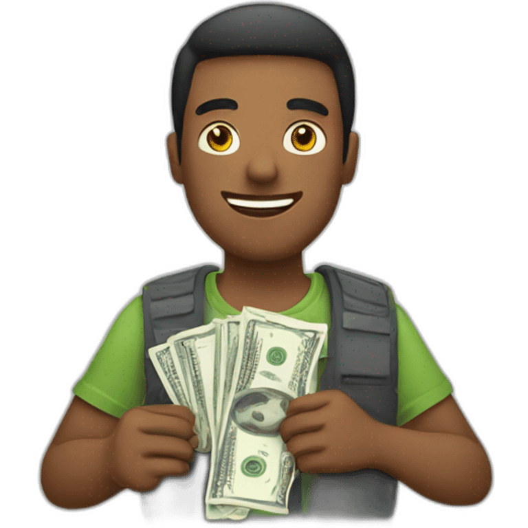 A guy holding dollars  emoji