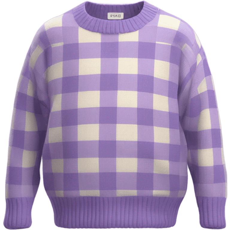 Sage and lilac checkered cropped oversize wool sweater, isolated emoji