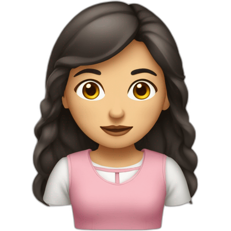 mujer ojos chinos, cabello mediano, piel trigueña, delgada emoji