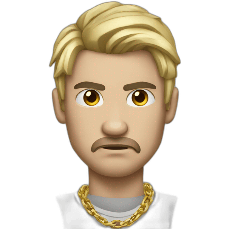 Russian male angry thug wearing gold chain black hair emoji