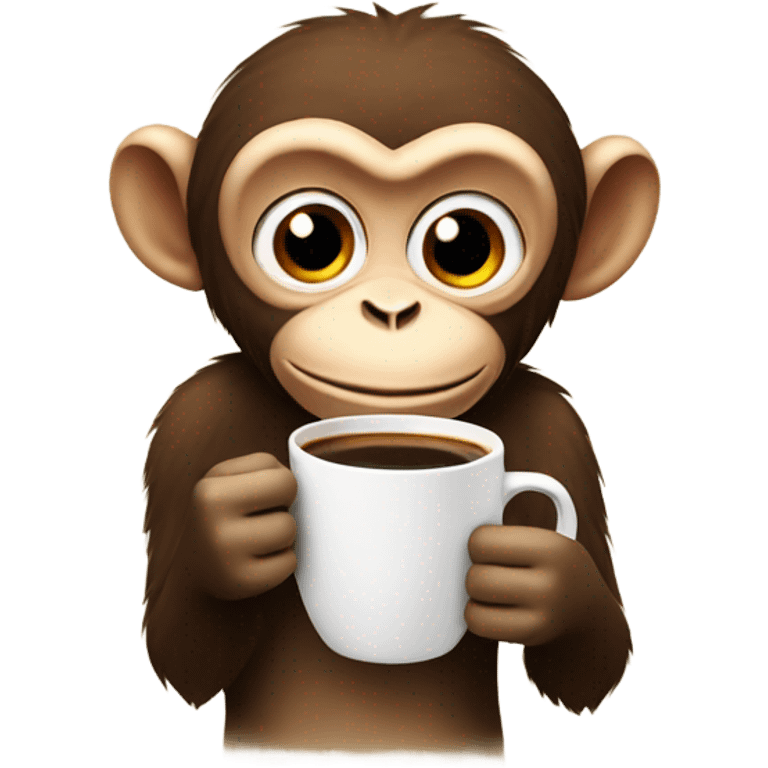 Monkey with a coffee emoji