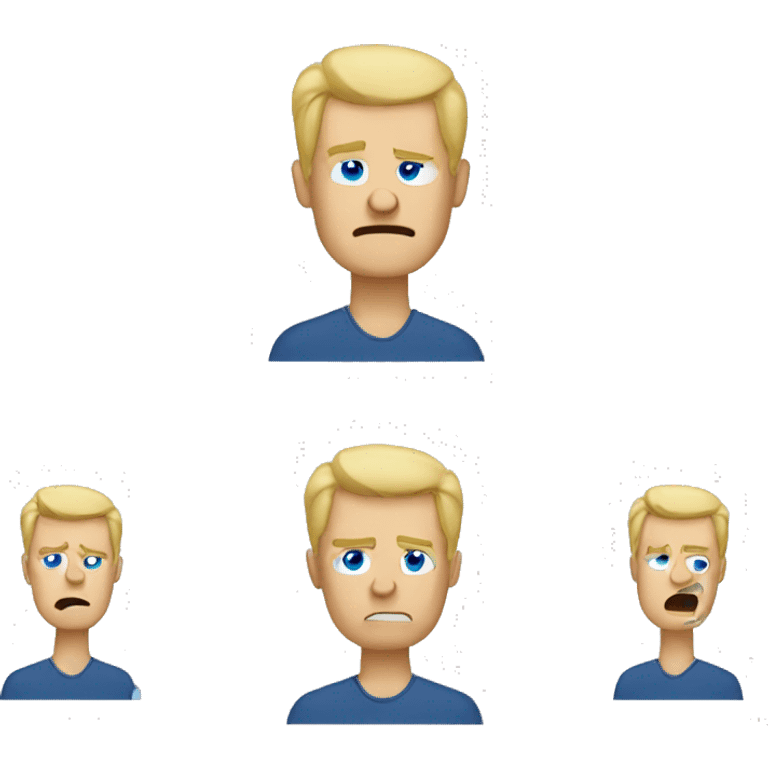 Blonde man with blue eyes crying doing a thumbs down  emoji