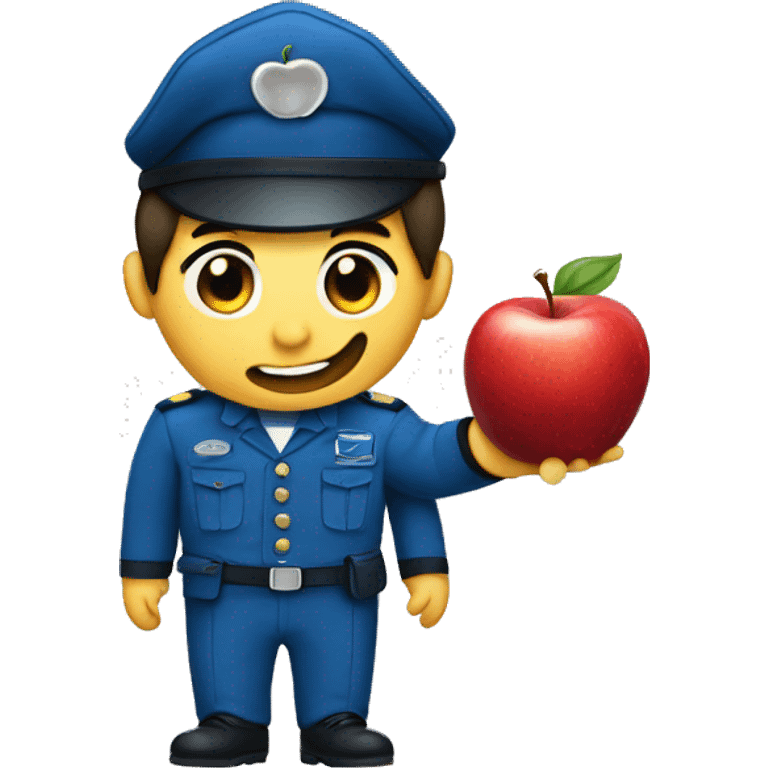 Blue uniform eat Apple emoji