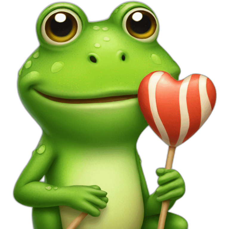 Frog holding a lollipop  emoji