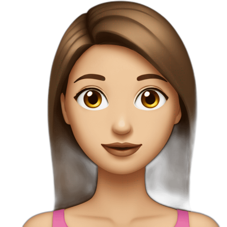 Fille cheveux lisse long brune yeux marron emoji