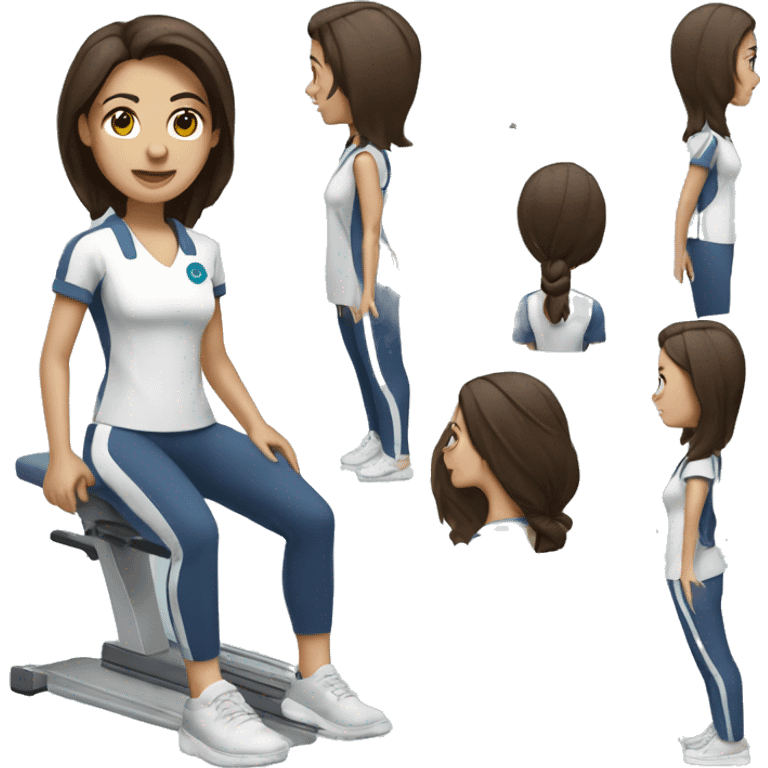 Physical therapist brunette women, Dressed with sport clothes  emoji