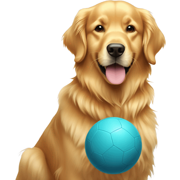 Golden retriever with ball emoji