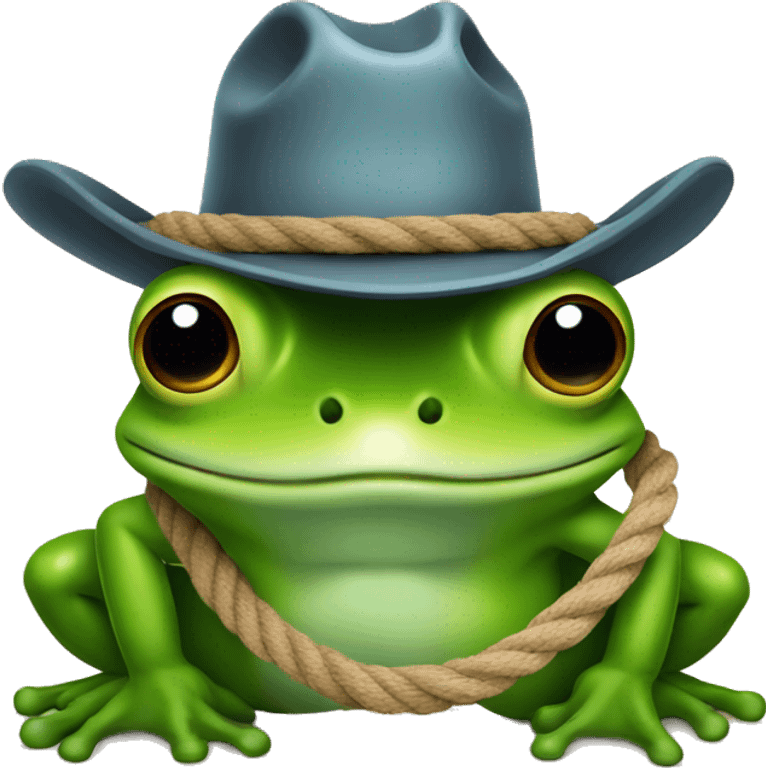 frog with cowboy hat and rope emoji