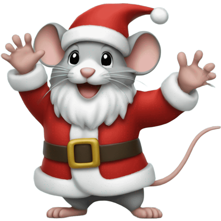 Mouse Santa waving emoji