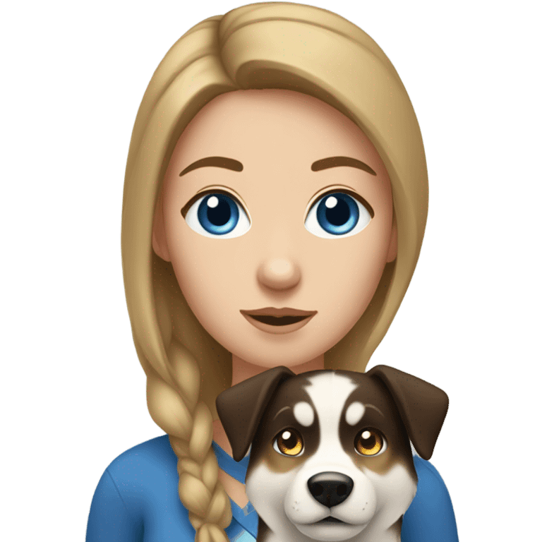 White Woman hair brown and bleus eyes and golden Husky  emoji