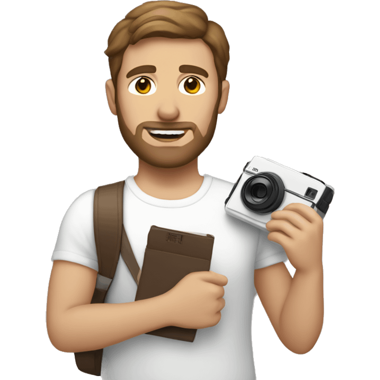 white man with brown hair holding a polaroid camera emoji