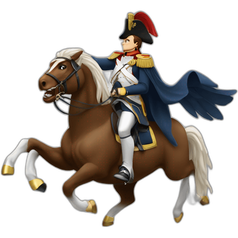 serious angry napoleon on horse hold golden eagle emoji