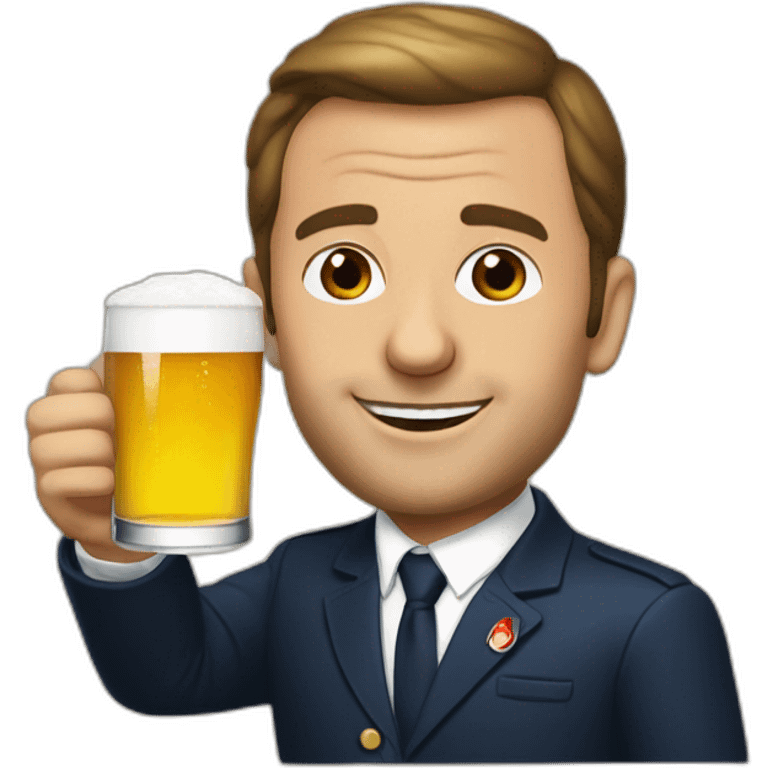 macron drink beer emoji