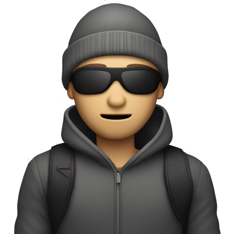 Robber with a beanie and a money bag around his shoulder. emoji