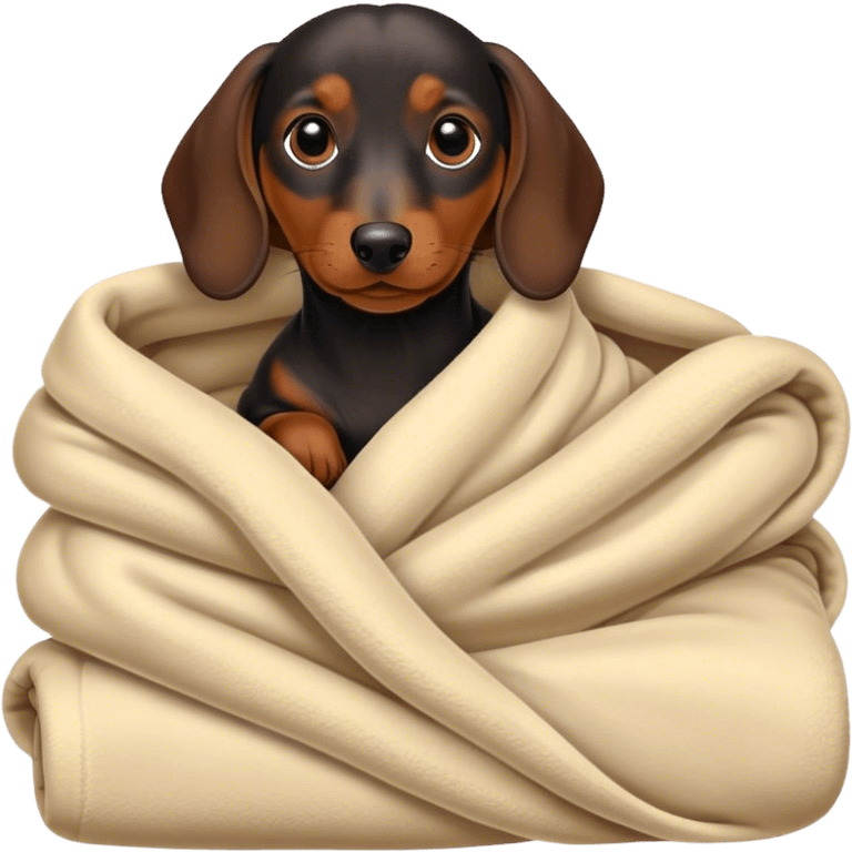 a black and a brown dachshund wrapped in a blanket emoji