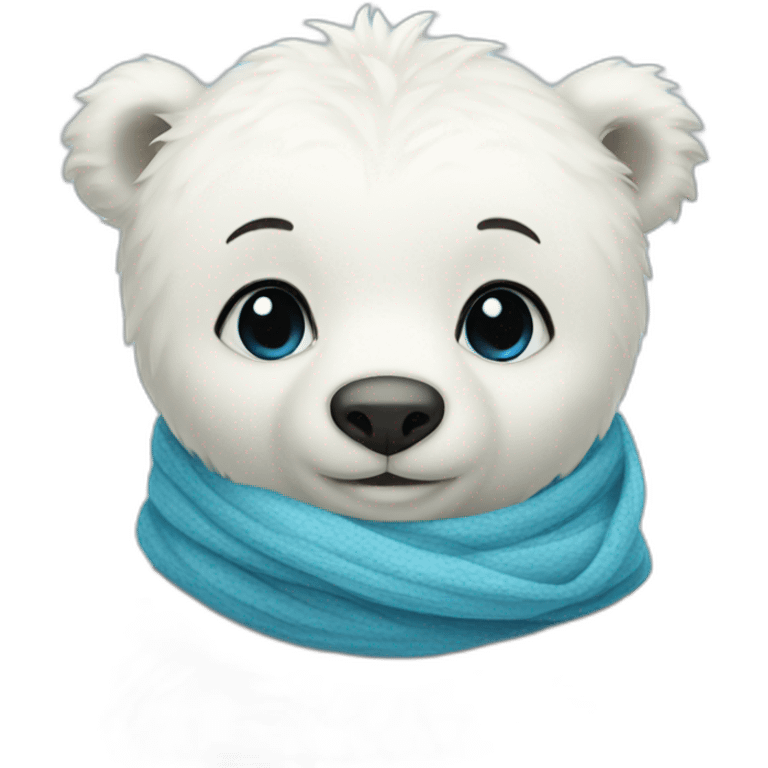 Baby polar bear with a blue scarf emoji