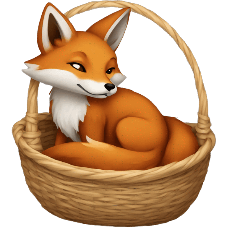 Fox curled up in a basket dark academia emoji