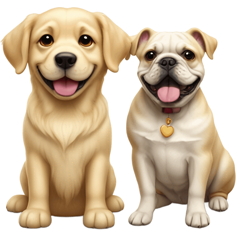 English cream golden retriever and a frenchie as best friends emoji