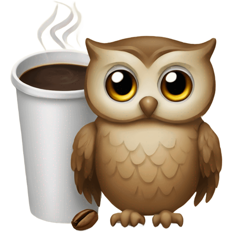 Owl and coffee emoji