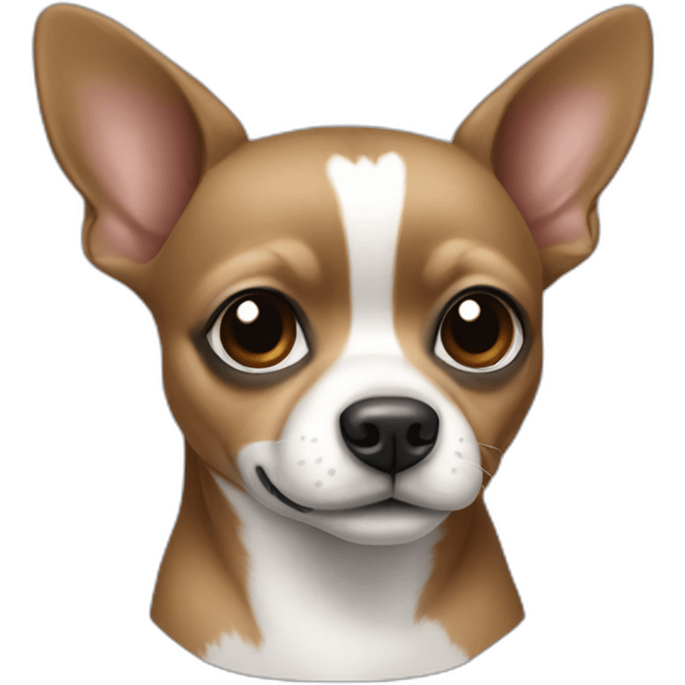 Chiwawa mix dark body and a little white one ear down emoji