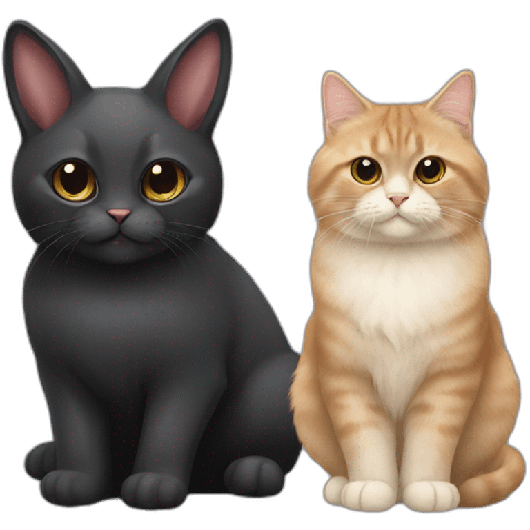 Black bunny and british longhair cat emoji